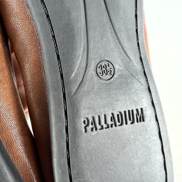 Palladium Ballet Flats Women's 7.5 Brown Leather Slip-On Peep Toe Preppy Comfort - Picture 10 of 10